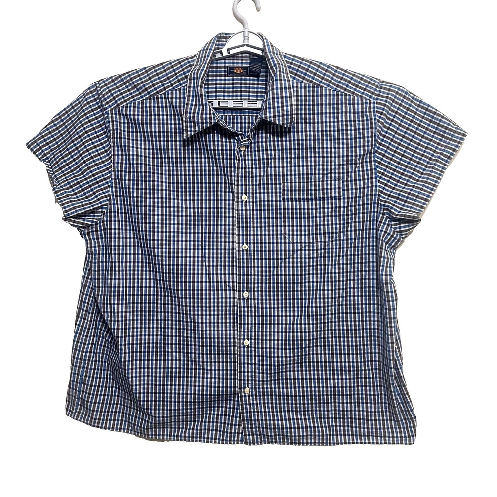 Route 66 Casual Shirt men's 3X L Plaid short‎ Sleeved Button